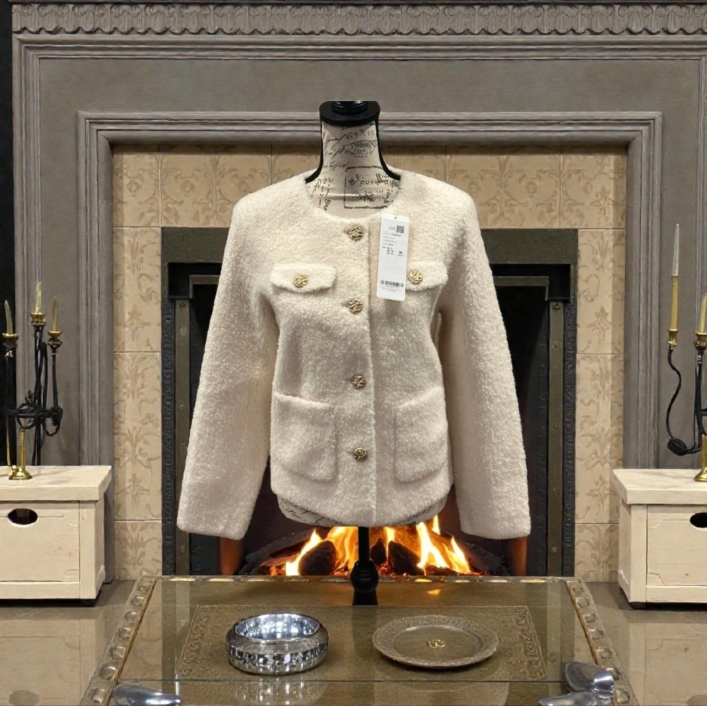 Goelia Gloria Lamb Wool Round Neck Crop Coat, M/6